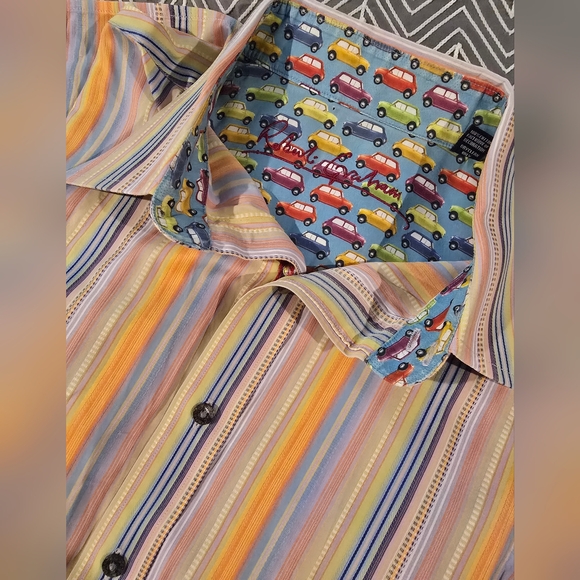 Robert Graham Striped Car Detail Button Down Collared Shirt Size Large - Picture 1 of 10